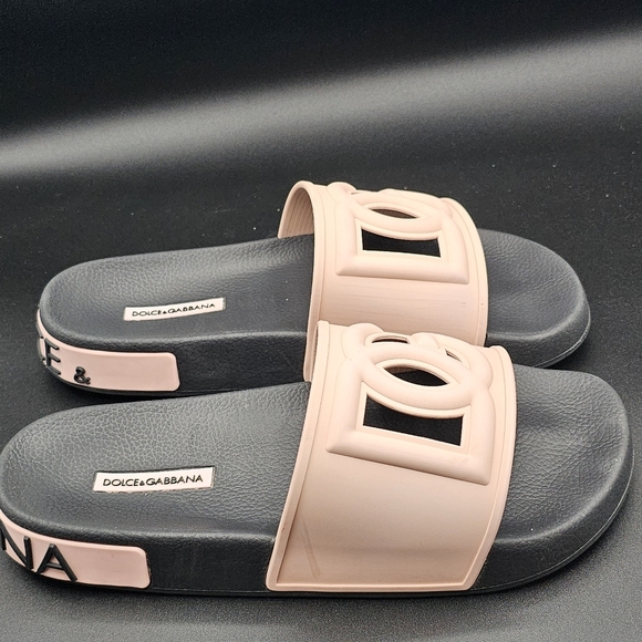 Dolce & Gabbana Pale Pink DG Logo Rubber Slide Sandal 39 - Picture 3 of 9